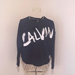 Calvin Klein Performance Black and White Graphic Sweatshirt, Size Large.